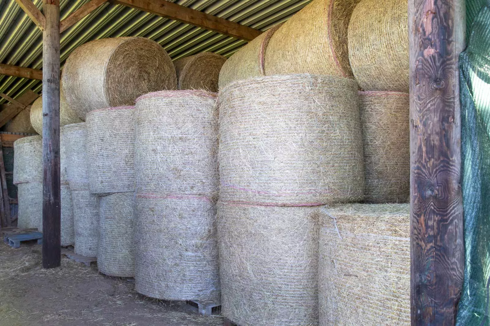 Heuballen unter Dach